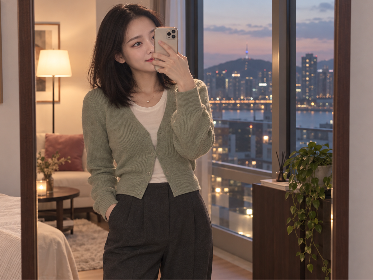 서울특별시 광진구 건대 이동과 방문 일정을 안내하는 젊은 성인 한국 여성 관리사